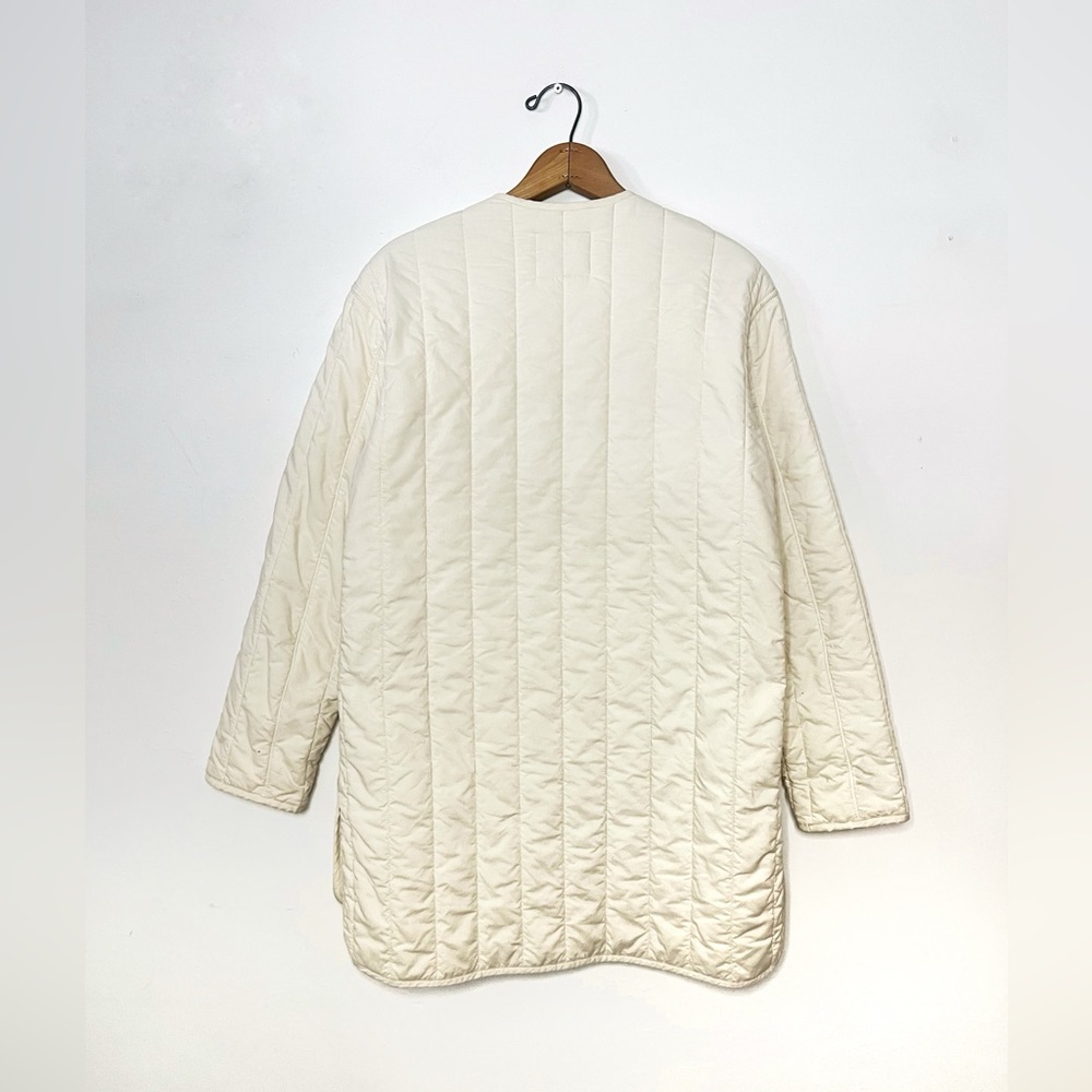 Everlane Quilted Cream Long Puffer Jacket - Picture 3 of 6